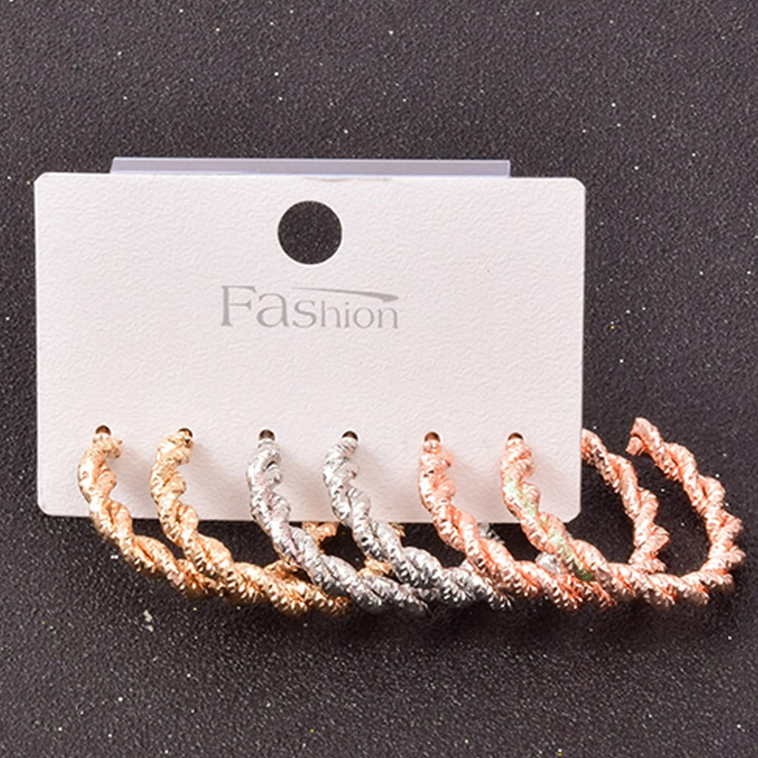 Young & Forever Gift 3 Pairs a Set Stainless Steel Gold Rose Gold Silver Twisted Rope Hoop Earrings for Women Big Hoop Dangle Earring for Women Square Circle Round Earrings Thin Geometric Hoop Earrings Set