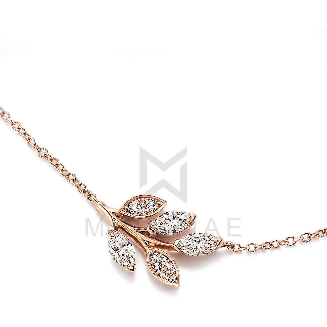 MINUTIAE Rose Gold Plated Vine Shape Pendant Necklace Chain With Solitaire Crystal Diamond Stylish Fashion Jewelry For Women and Girls