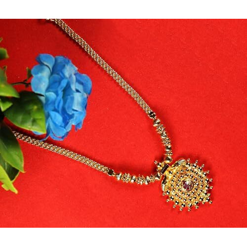 CUTE GOLD One Gram Micro Gold Plated & Copper Traditional Designer Jewellery Stone Necklace for Women and Girls