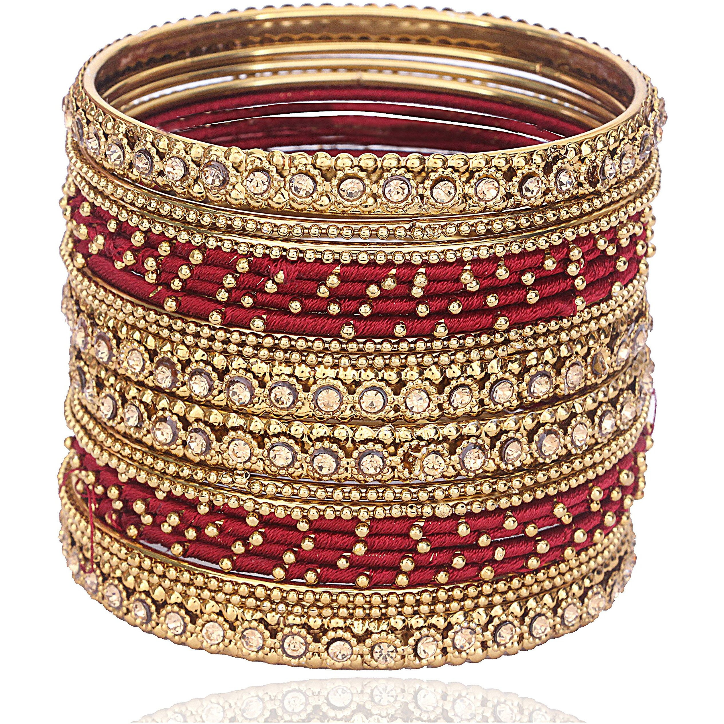 NMII Bangle Set for Women (Maroon) (G413_Maroon-2.8)