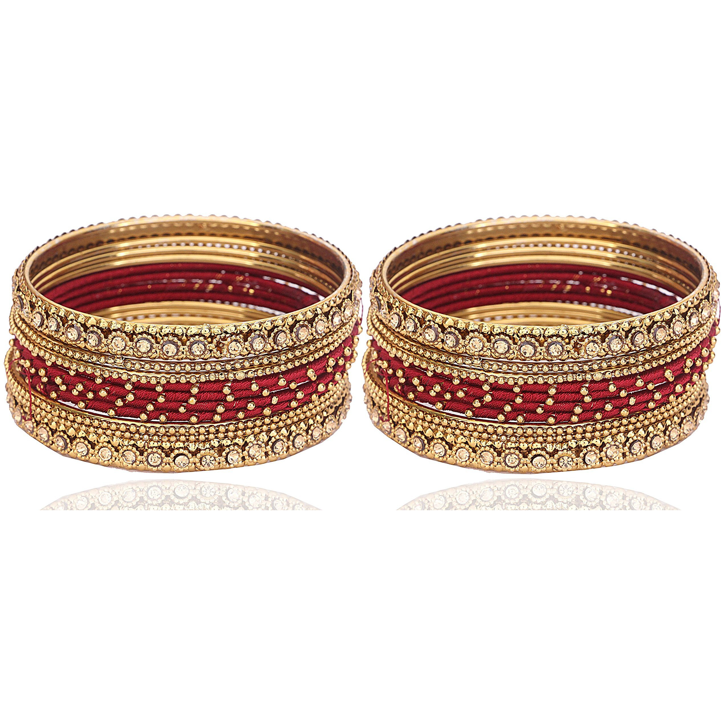 NMII Bangle Set for Women (Maroon) (G413_Maroon-2.8)