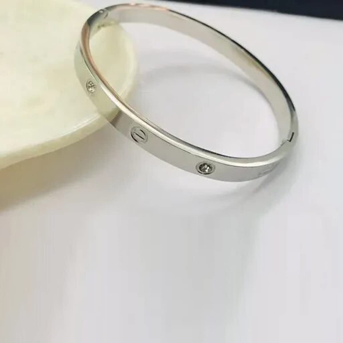 Jewels Galaxy Jewellery For Women Astonishing Silver Plated Love AD Bracelet (CT-BNG-49140)