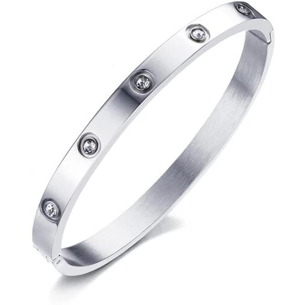 Jewels Galaxy Jewellery For Women Contemporary Silver Plated Love AD Bracelet (MYN-BNG-17178)