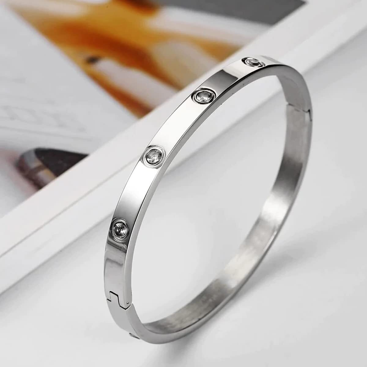 Jewels Galaxy Jewellery For Women Contemporary Silver Plated Love AD Bracelet (MYN-BNG-17178)