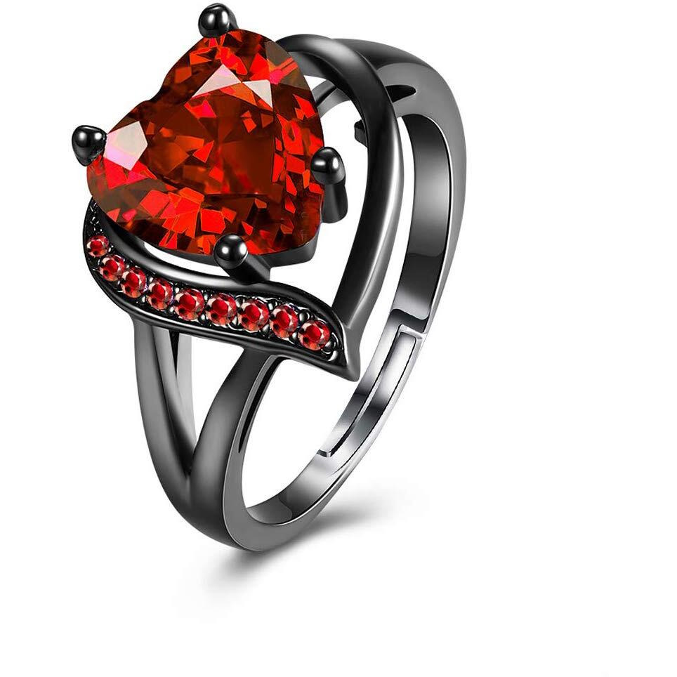 Jewels Galaxy Most Crystal Heart Black Silver Adorable Ring for Women/Girls (SMNJG-RNGG-5171)