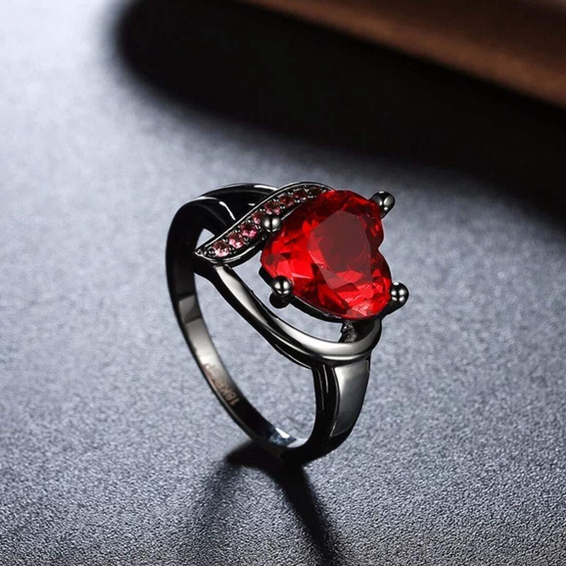 Jewels Galaxy Most Crystal Heart Black Silver Adorable Ring for Women/Girls (SMNJG-RNGG-5171)