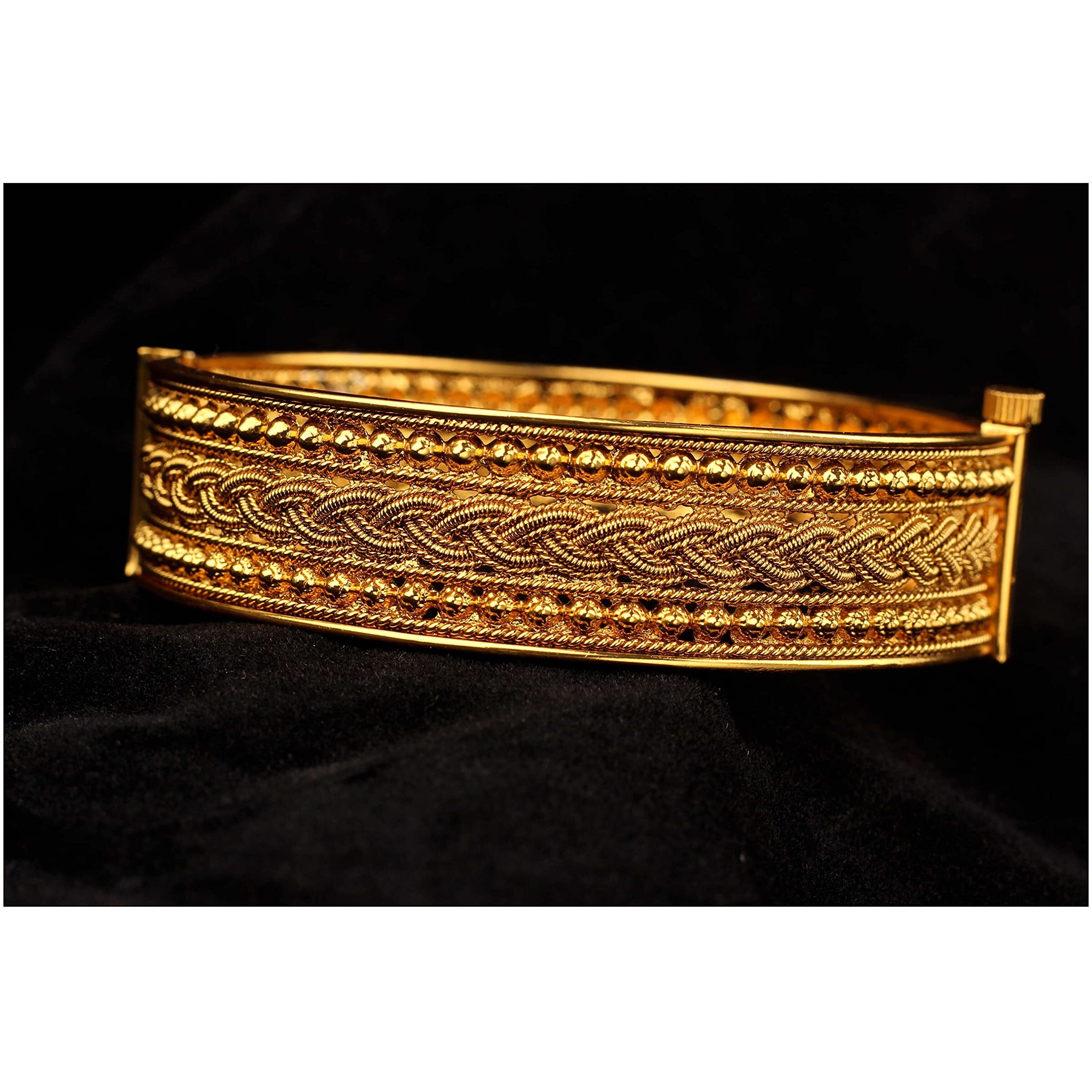 JFL - Jewellery for Less Traditional One Gram Gold Plated Openable Stylish Kada Women and Girl (Gold) 2.2