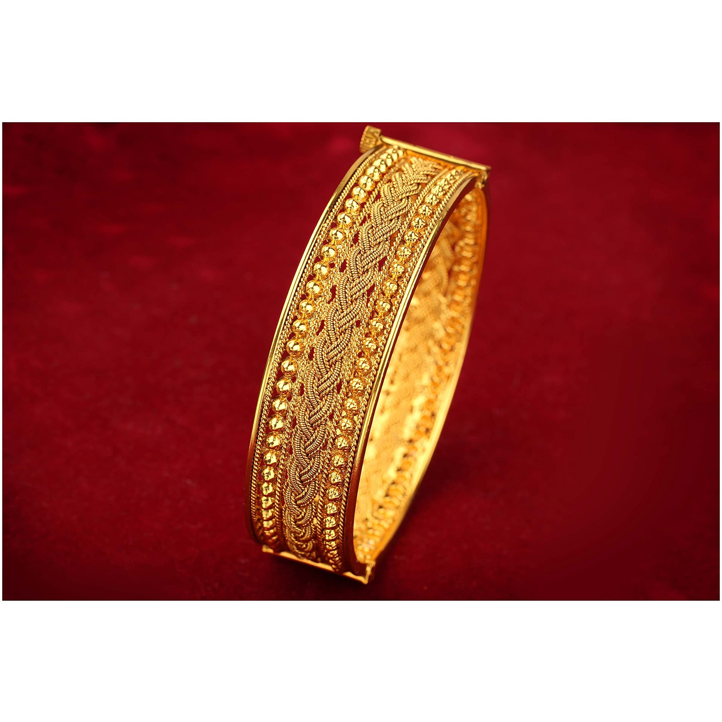 JFL - Jewellery for Less Traditional One Gram Gold Plated Openable Stylish Kada Women and Girl (Gold) 2.2