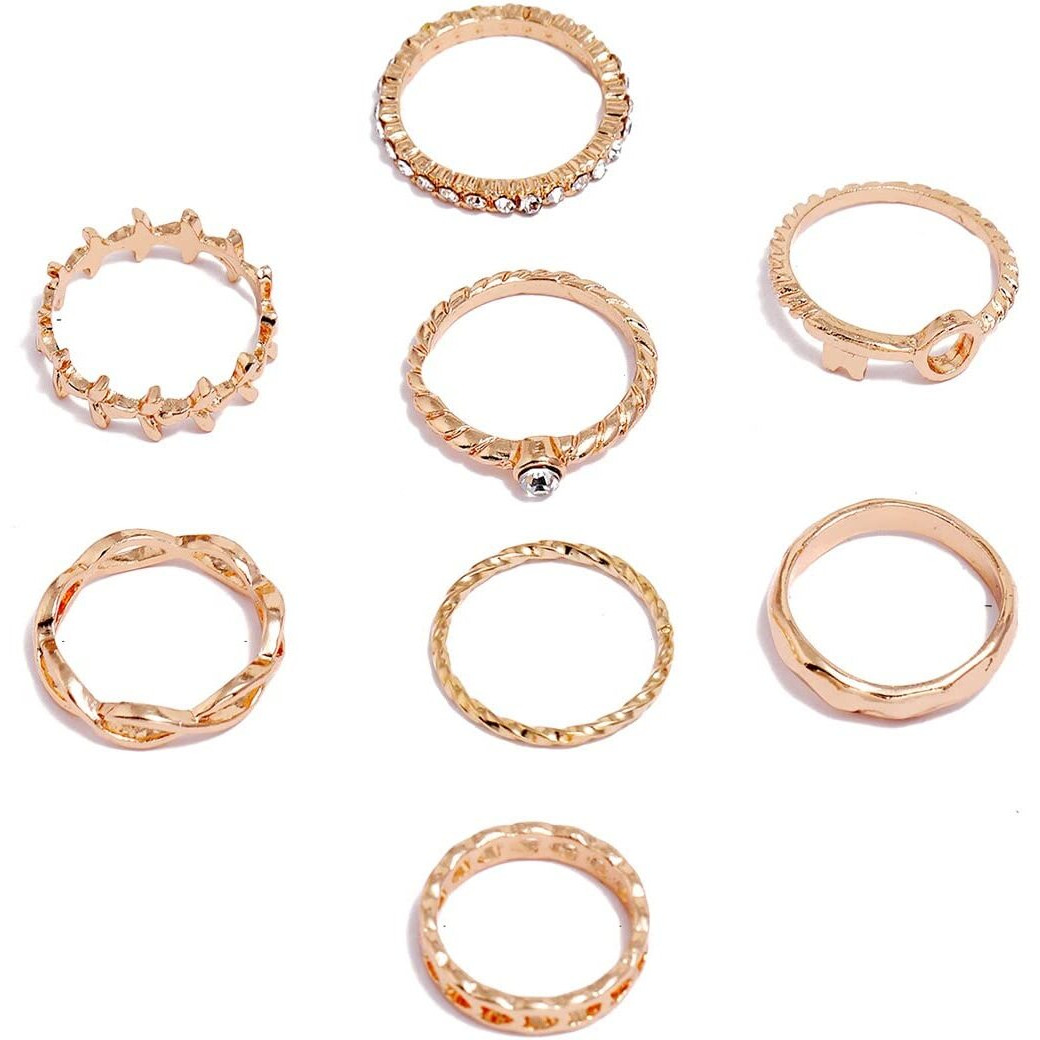 Shining Diva Fashion Latest Stylish Metal Boho Midi Finger Rings for Women and Girls - Set of 8 (13056r)