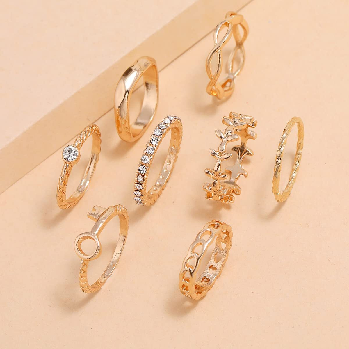 Shining Diva Fashion Latest Stylish Metal Boho Midi Finger Rings for Women and Girls - Set of 8 (13056r)