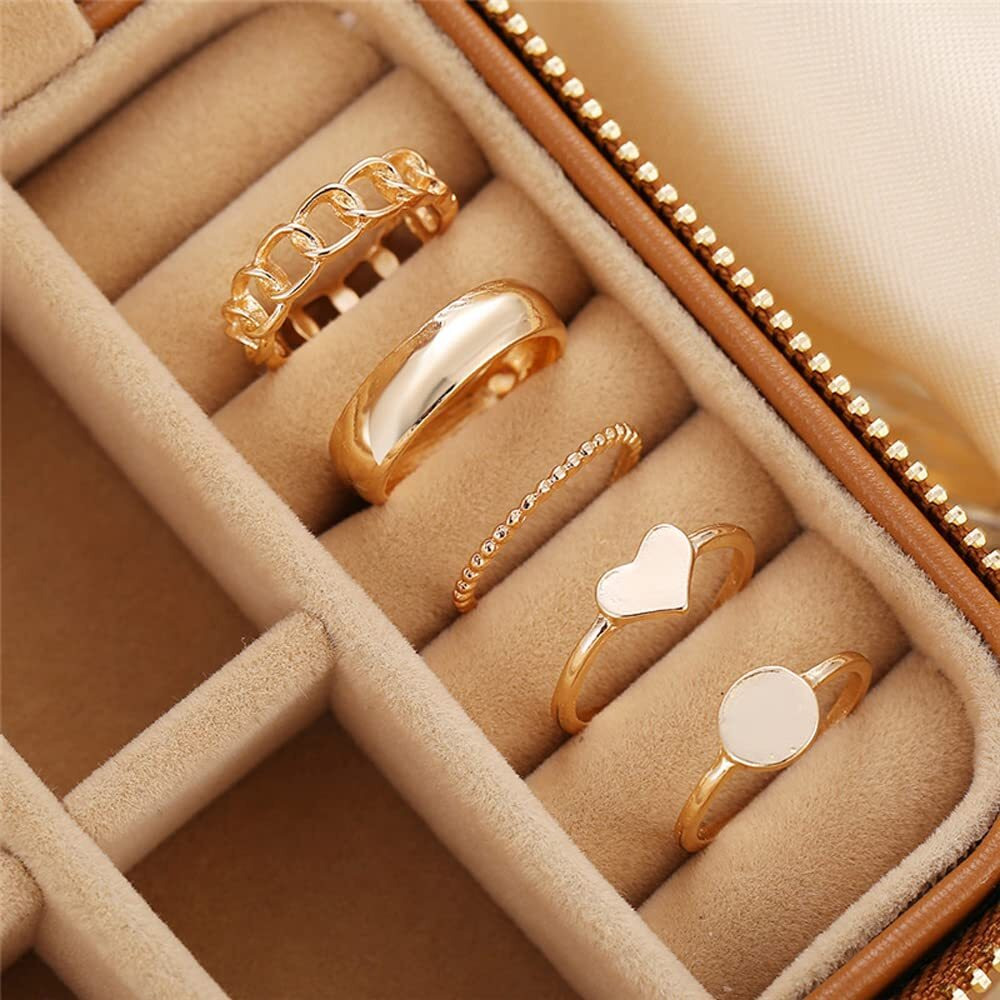 Shining Diva Fashion Latest Stylish Metal Boho Midi Finger Rings for Women and Girls - Set of 5 (13032r), Golden