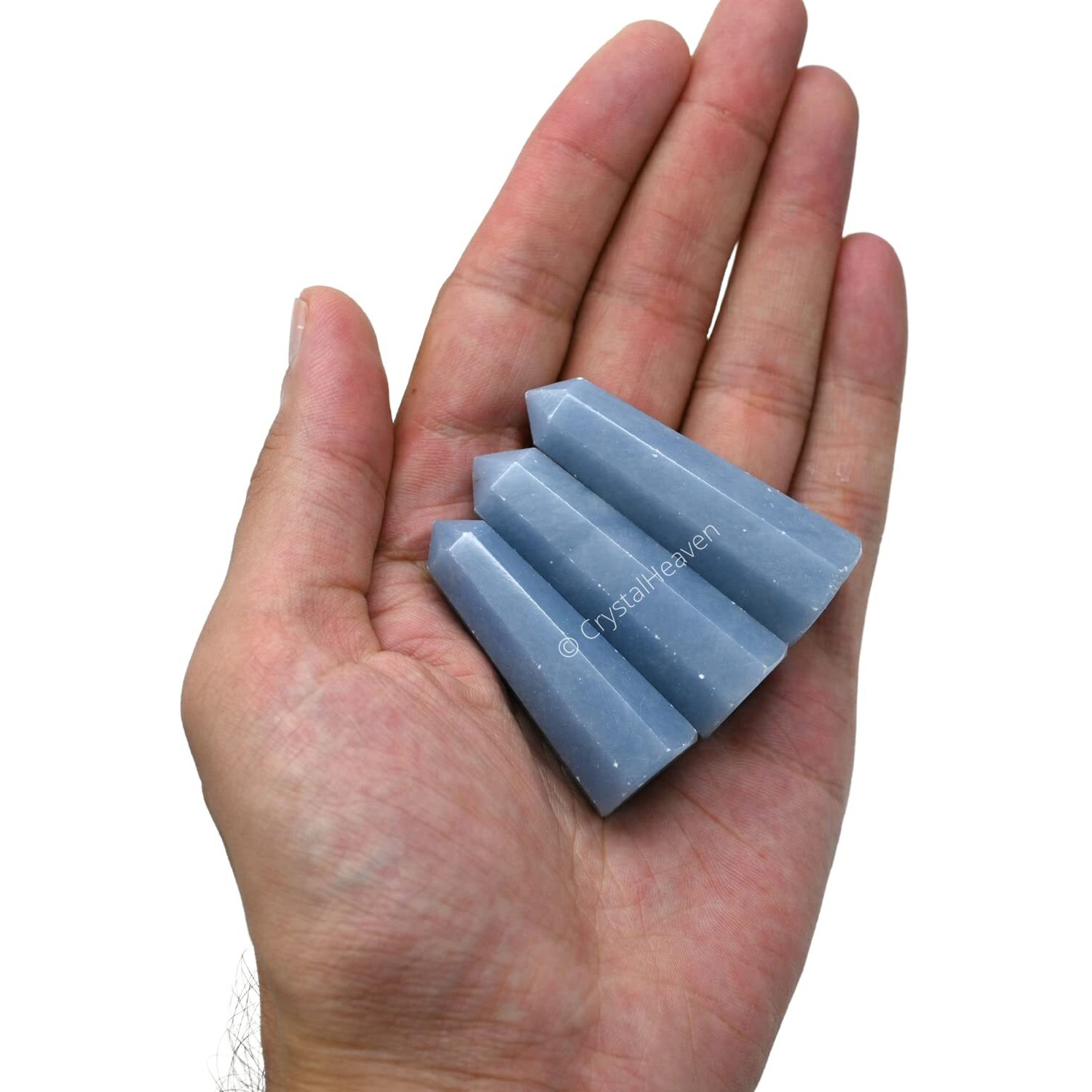 Crystal Heaven Angelite Crystal Tower Obelisk Point For Chakra, Healing And Balancing - Aaa Grade Original Certified Gemstone Agate For Reiki Meditation Yoga Spiritual (2-3 Inches)