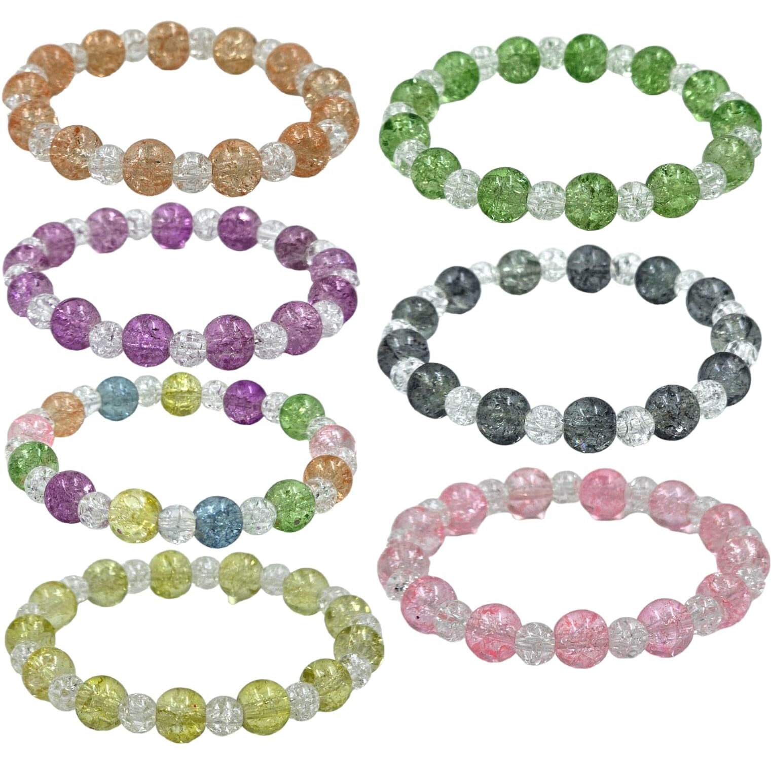 LACUM Navratri Glass Beads Bracelets Combo - Perfect Kanya Bhoj and Birthday Return Gifts for Girls (Combo_of_7Crushbead)
