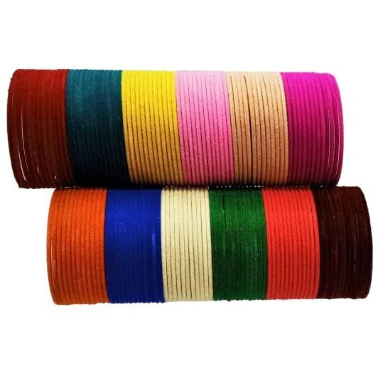 Rudra Enterprises Colorful Collection || Velvet Metal Bangles 12 Color Set For Women And Girls (Pack of 144) (2.2)
