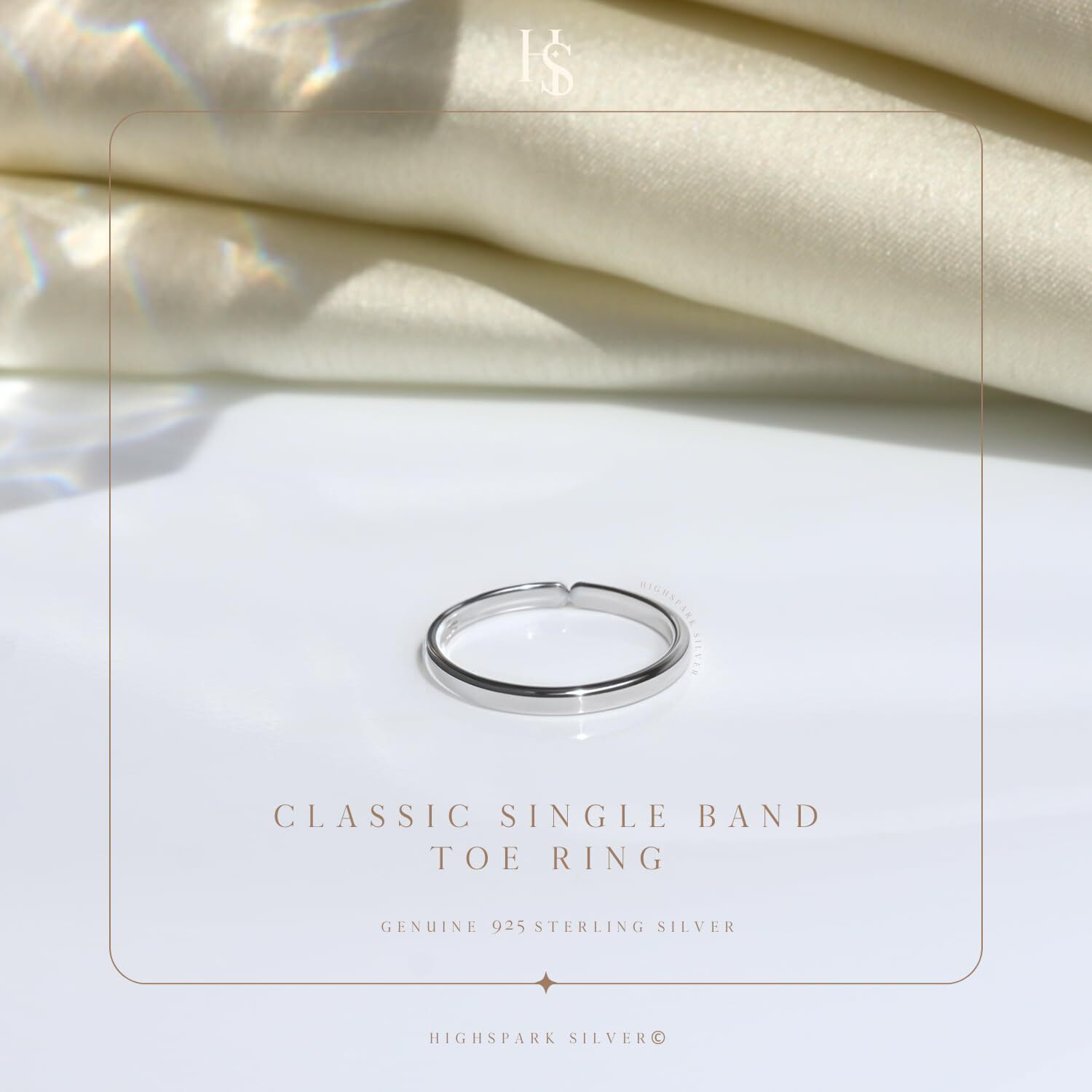HighSpark Silver Toe Ring for Women | 92.5 Sterling Silver Hypoallergenic Adjustable Toe Rings | Minimal & Elegant Designs - Single Line
