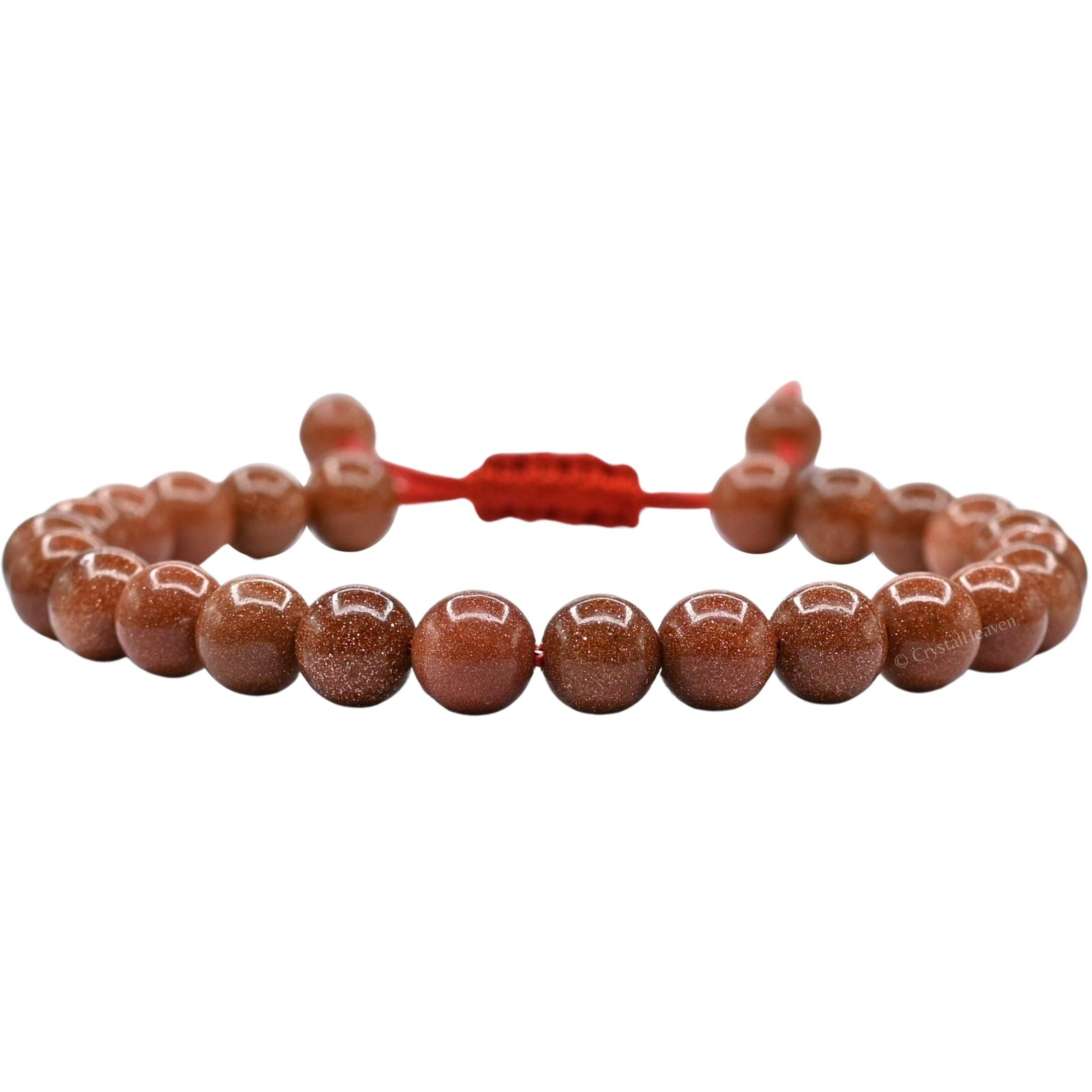 Crystal Heaven Natural Healing Crystal Bracelet for Women Men - AAA Grade Original Healing Gemstone Adjustable Bracelet for Yoga Reiki Meditation Feng Shui (Red Goldstone)
