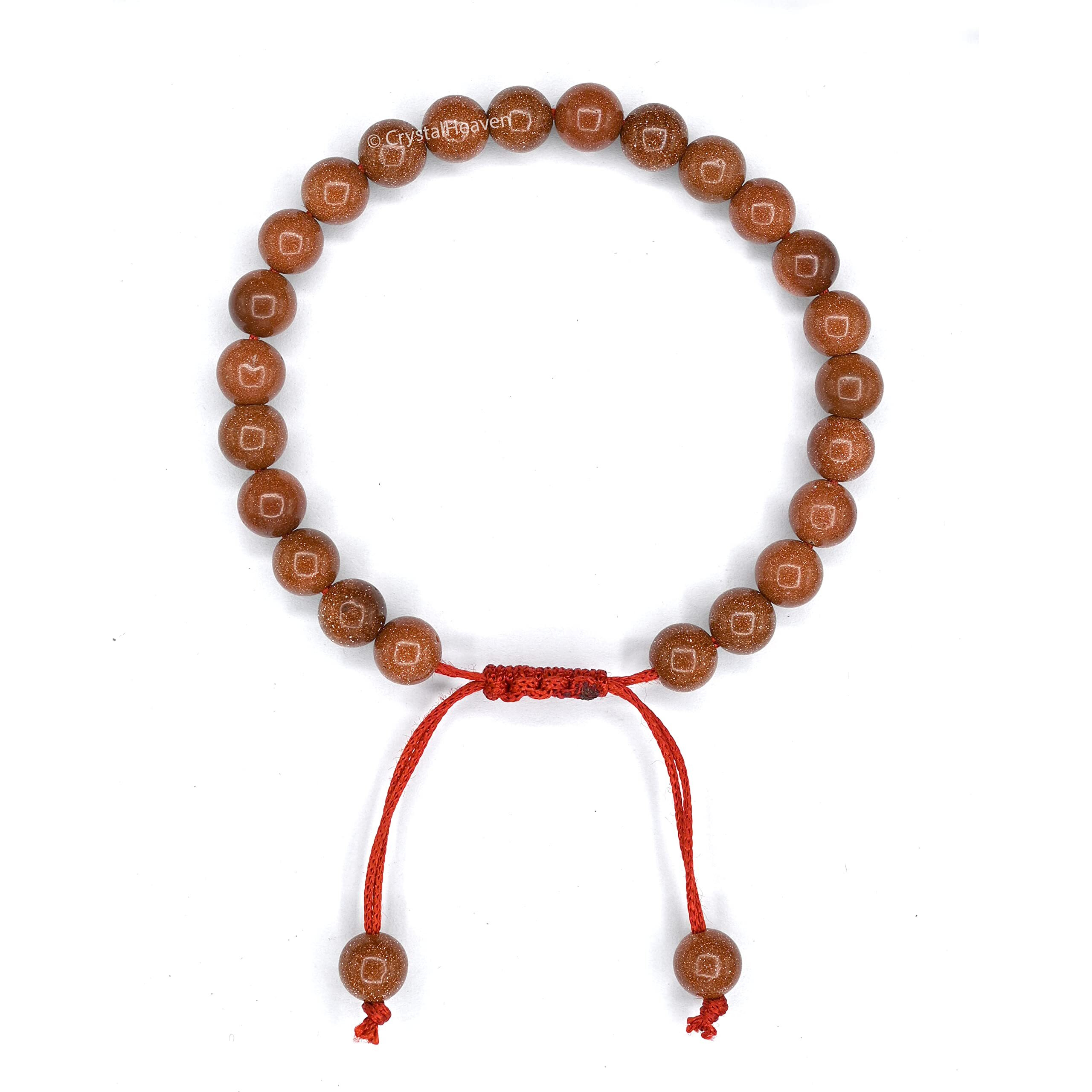 Crystal Heaven Natural Healing Crystal Bracelet for Women Men - AAA Grade Original Healing Gemstone Adjustable Bracelet for Yoga Reiki Meditation Feng Shui (Red Goldstone)