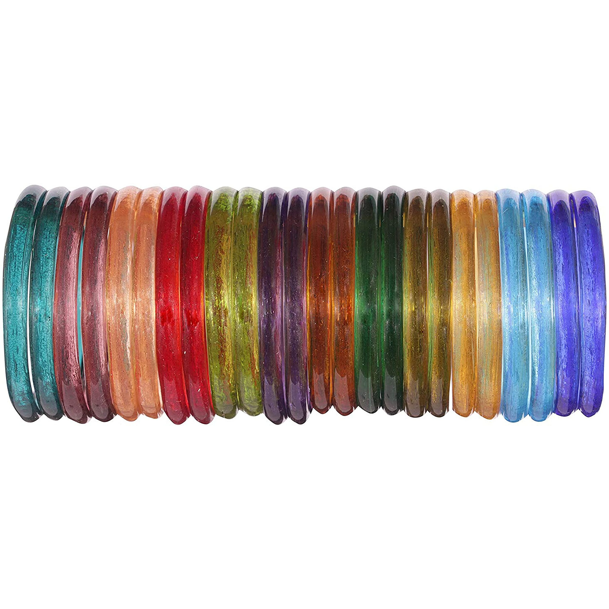 NMII Glass with Simple Or Attractive with Glossy Finished Kada Set For Women and Girls, (MultiColour_2.4 Inches), Pack Of 24 Kada Set