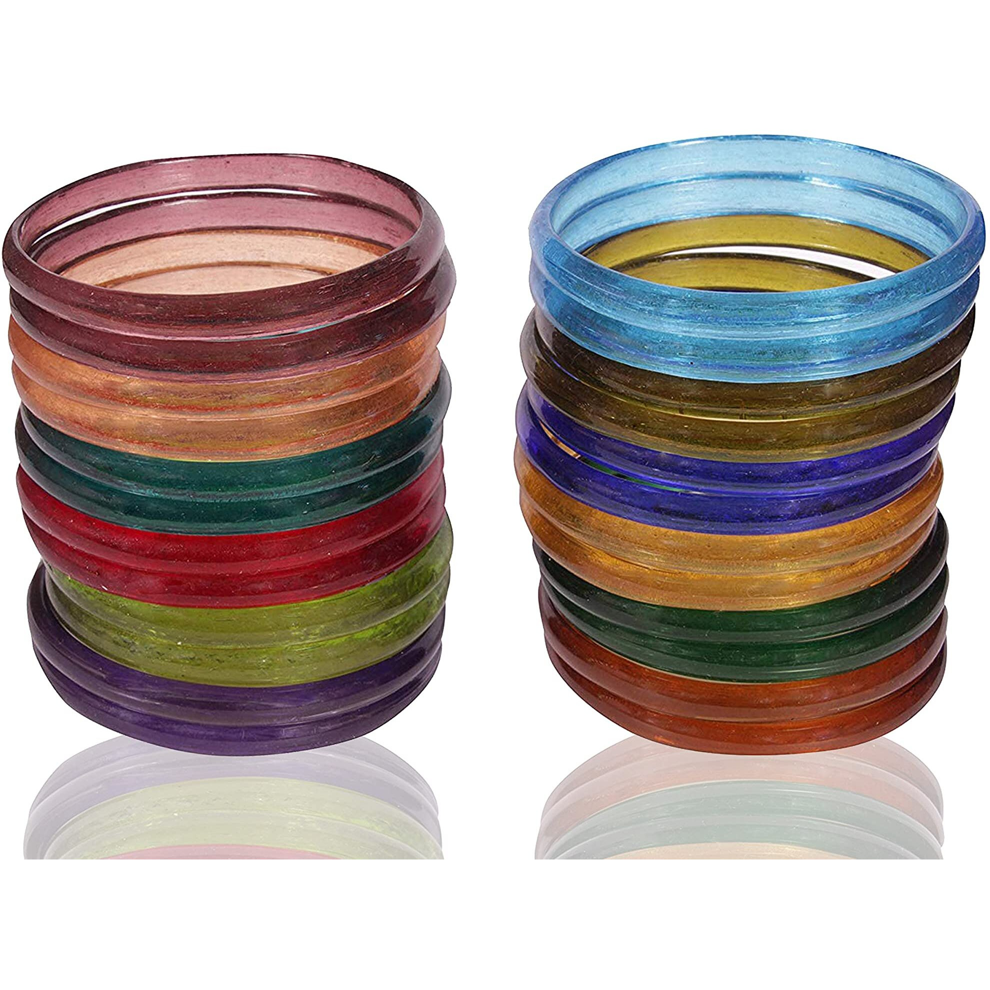 NMII Glass with Simple Or Attractive with Glossy Finished Kada Set For Women and Girls, (MultiColour_2.4 Inches), Pack Of 24 Kada Set