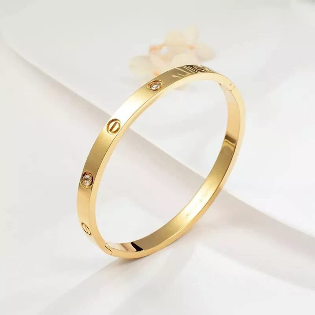 Jewels Galaxy Jewellery For Women Astonishing Gold Plated Love AD Bracelet (CT-BNG-49138)