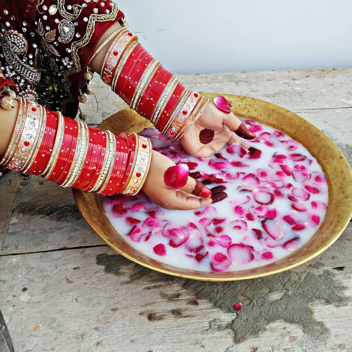 Lucky Jewellery Bridal Bangle Set Wedding punjabi chuda, Designer chura, Red Stone Choora Set for Women (508-M1C1-722-R24)