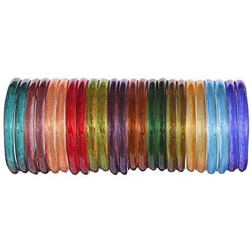 NMII Glass with Simple Or Attractive with Glossy Finished Kada Set For Women and Girls, (MultiColour_2.6 Inches), Pack Of 24 Kada Set