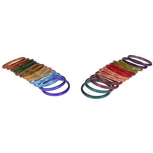 NMII Glass with Simple Or Attractive with Glossy Finished Kada Set For Women and Girls, (MultiColour_2.6 Inches), Pack Of 24 Kada Set