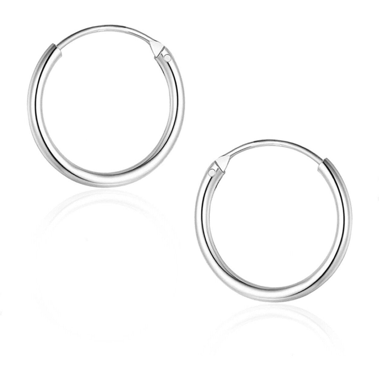 SIVYAA Pure 925 Sterling Silver Plain Round Hoop Bali Earrings for Women Men Boys & Girls, Small Diameter 20mm