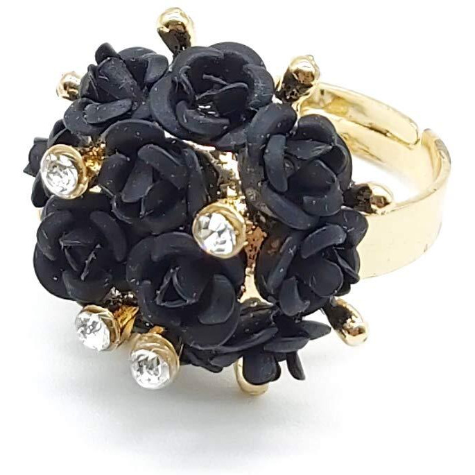 YouBella Valentine Gifts for Girlfriend/Wife Jewellery Stylish Love Rose Ring for Women/Girls (Black)