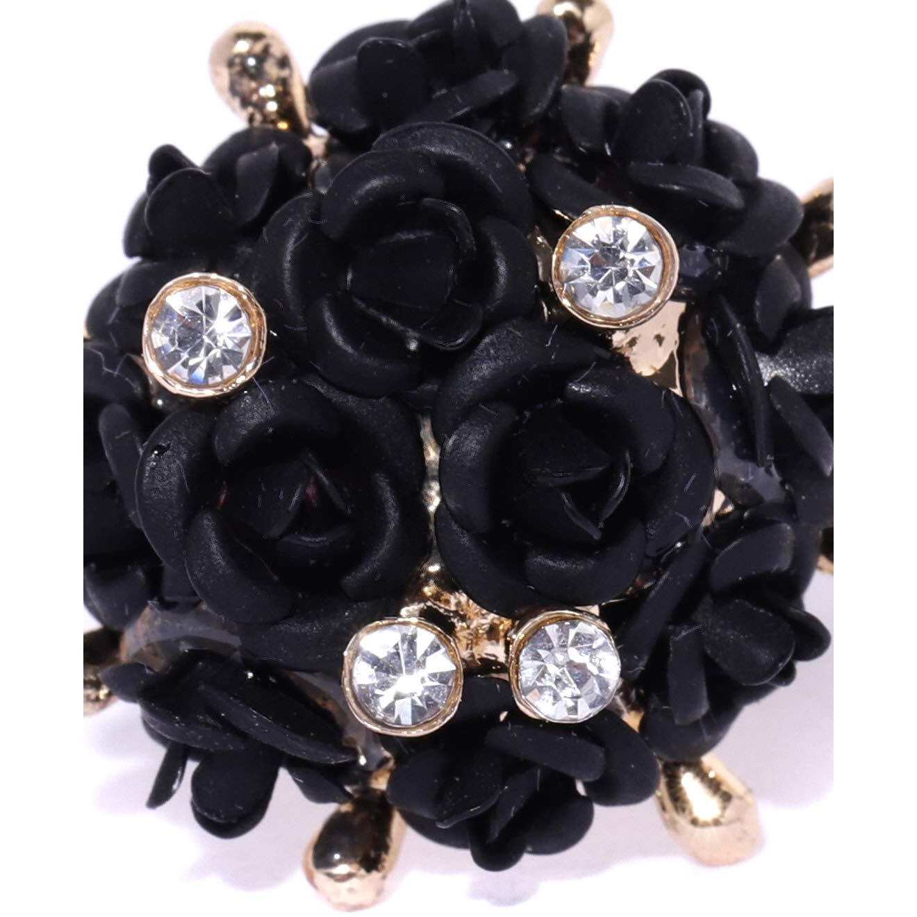 YouBella Valentine Gifts for Girlfriend/Wife Jewellery Stylish Love Rose Ring for Women/Girls (Black)