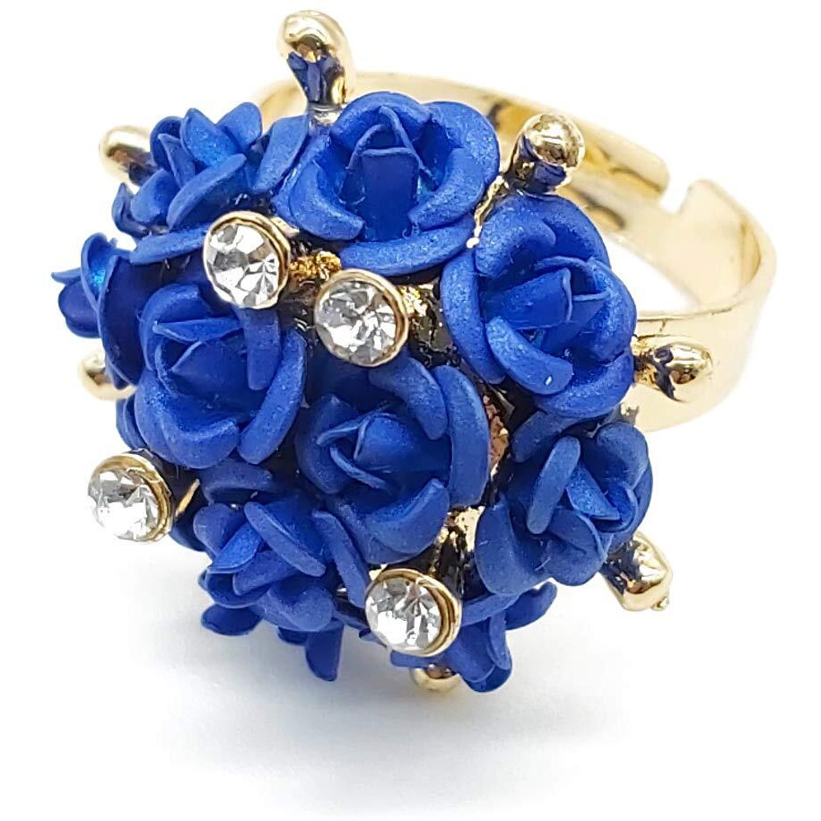 YouBella Valentine gifts for Girlfriend/wife Jewellery Stylish Love Rose ring for Women/Girls (Dark Blue)