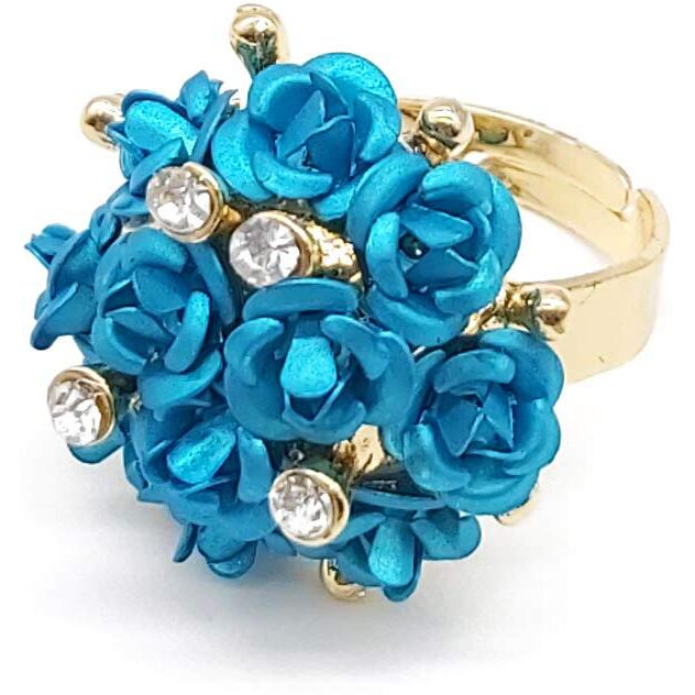 YouBella Valentine gifts for Girlfriend/wife Jewellery Stylish Love Rose ring for Women/Girls (Blue)