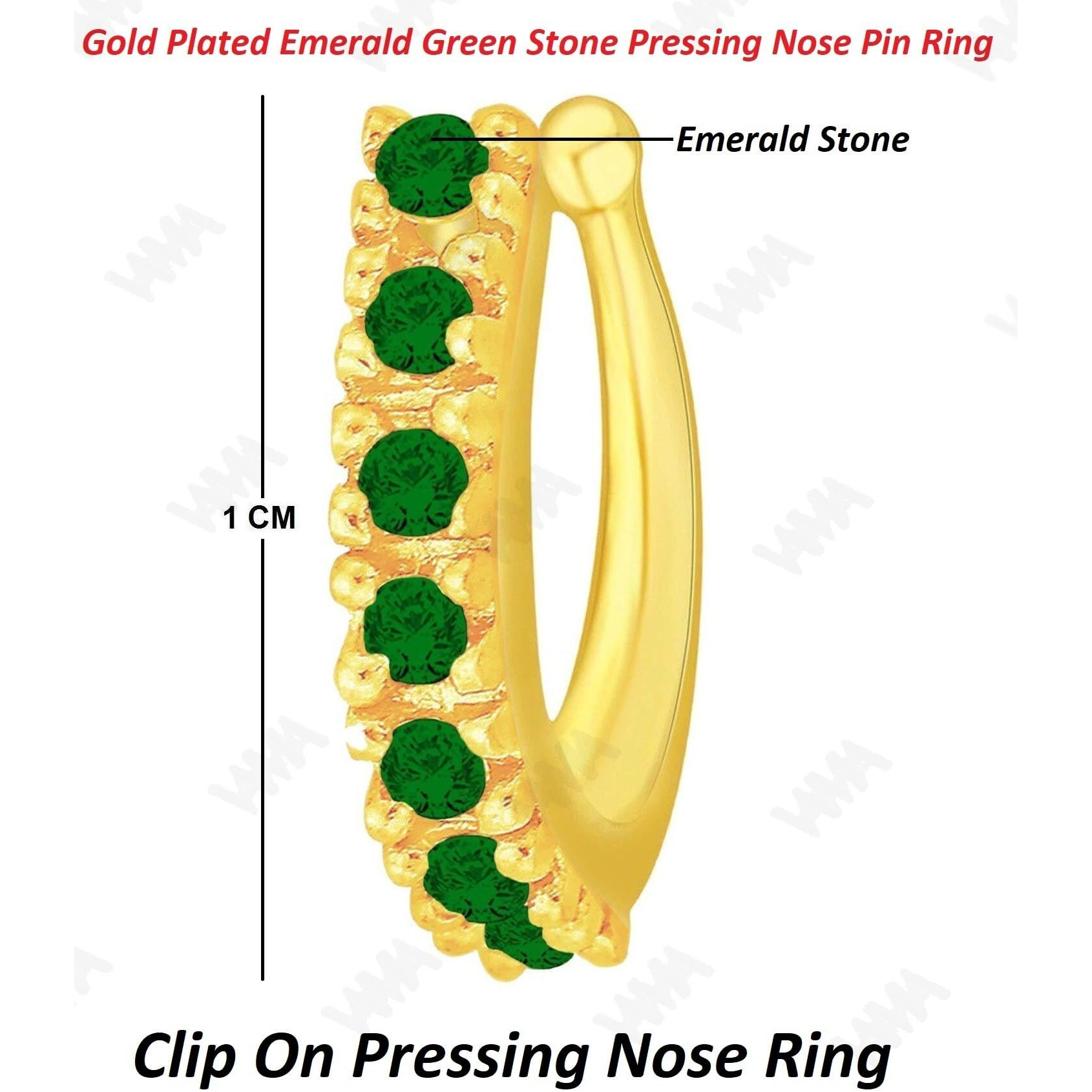 VAMA FASHIONS Without Piercing Clip on Nose pin without Hole Pressing Type Press Nose ring Stud for Women (Clip on Green Nose Ring)