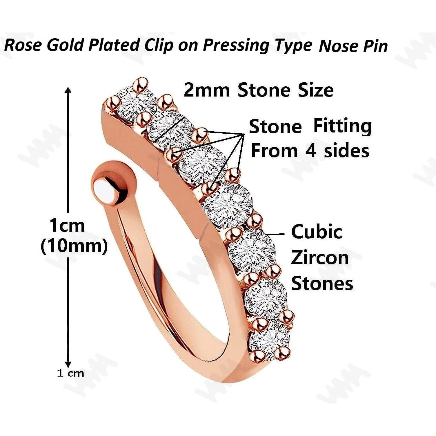 VAMA FASHIONS Without Piercing Clip on Nose pin without Hole Pressing Type Press Nose ring Stud for Women (Rose Gold Nose Ring Stud)