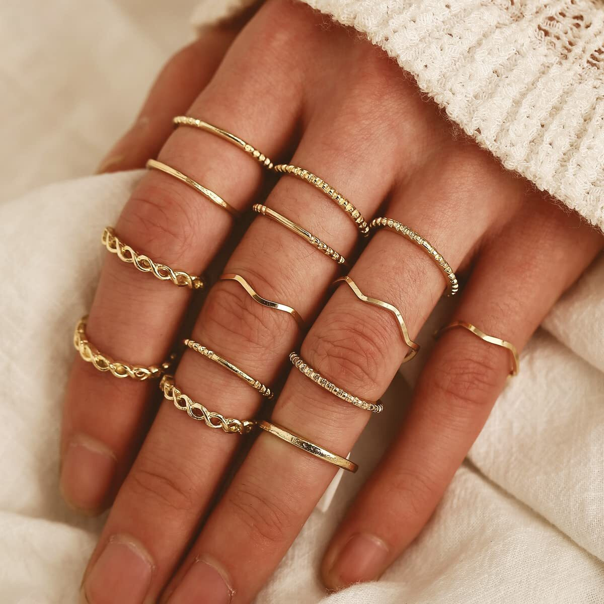 Shining Diva Fashion Latest Stylish Metal Boho Midi Finger Rings for Women and Girls - Set of 14 (13033r)