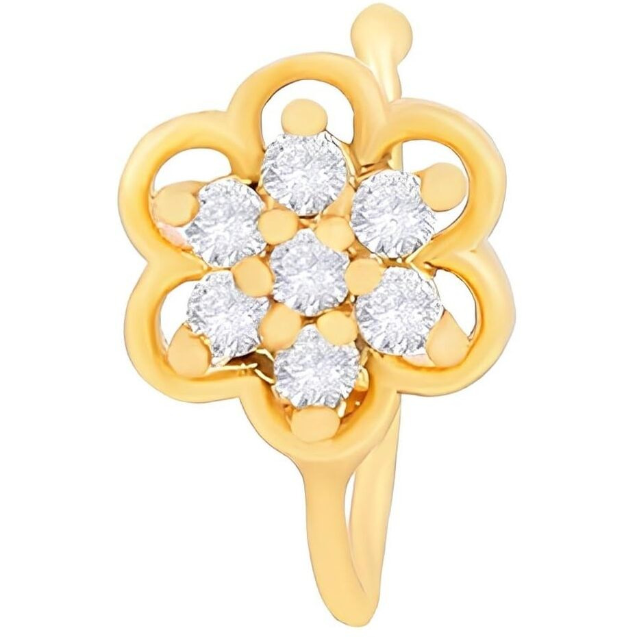 VAMA FASHIONS Clip on Golden Nose pin without Hole Non Piercing Pressing Type Nose ring Stud for Women & Girls (Gold Nose ring Clip on)