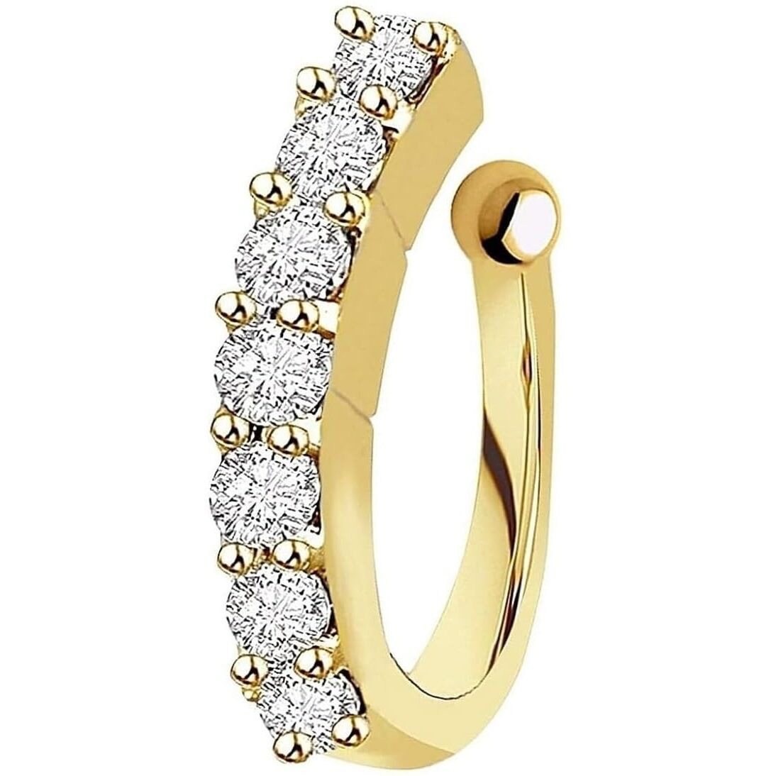 VAMA FASHIONS Clip on Golden Nose pin without Hole Non Piercing Pressing Type Nose ring Stud for Women & Girls (Clip on Gold Nose ring)