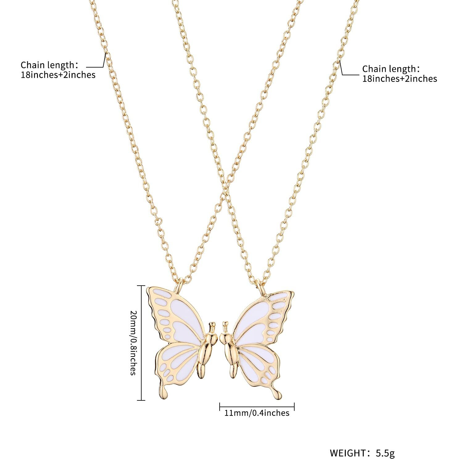 SANNIDHI Necklace for Women and Girls Stylish Alloy Butterfly Necklace for Girls Friendship Butterfly Pendant for Women, Girl Best Friend Necklace, Girlfriend Pendant Gift for Girls, Golden - 1 Pair