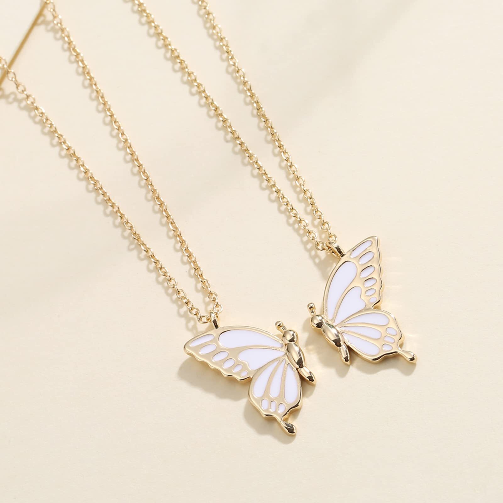 SANNIDHI Necklace for Women and Girls Stylish Alloy Butterfly Necklace for Girls Friendship Butterfly Pendant for Women, Girl Best Friend Necklace, Girlfriend Pendant Gift for Girls, Golden - 1 Pair