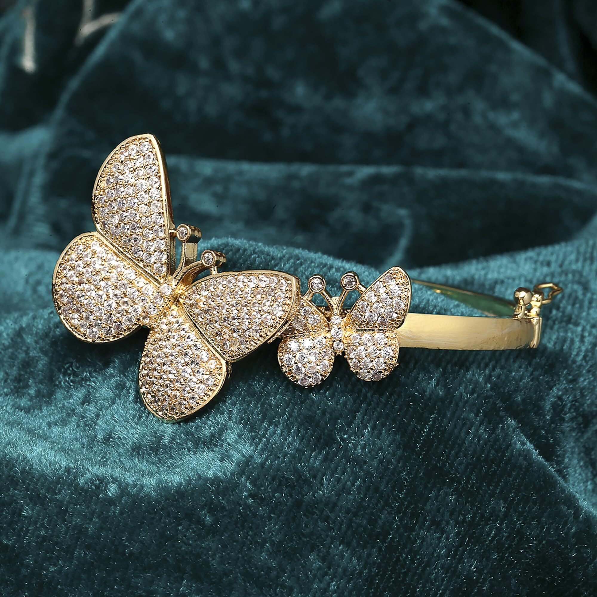 ZENEME Bracelet Stylish American Daimond Studded Butterfly Design Openable Kada Bangle Bracelet Jewellery for Women and Girls