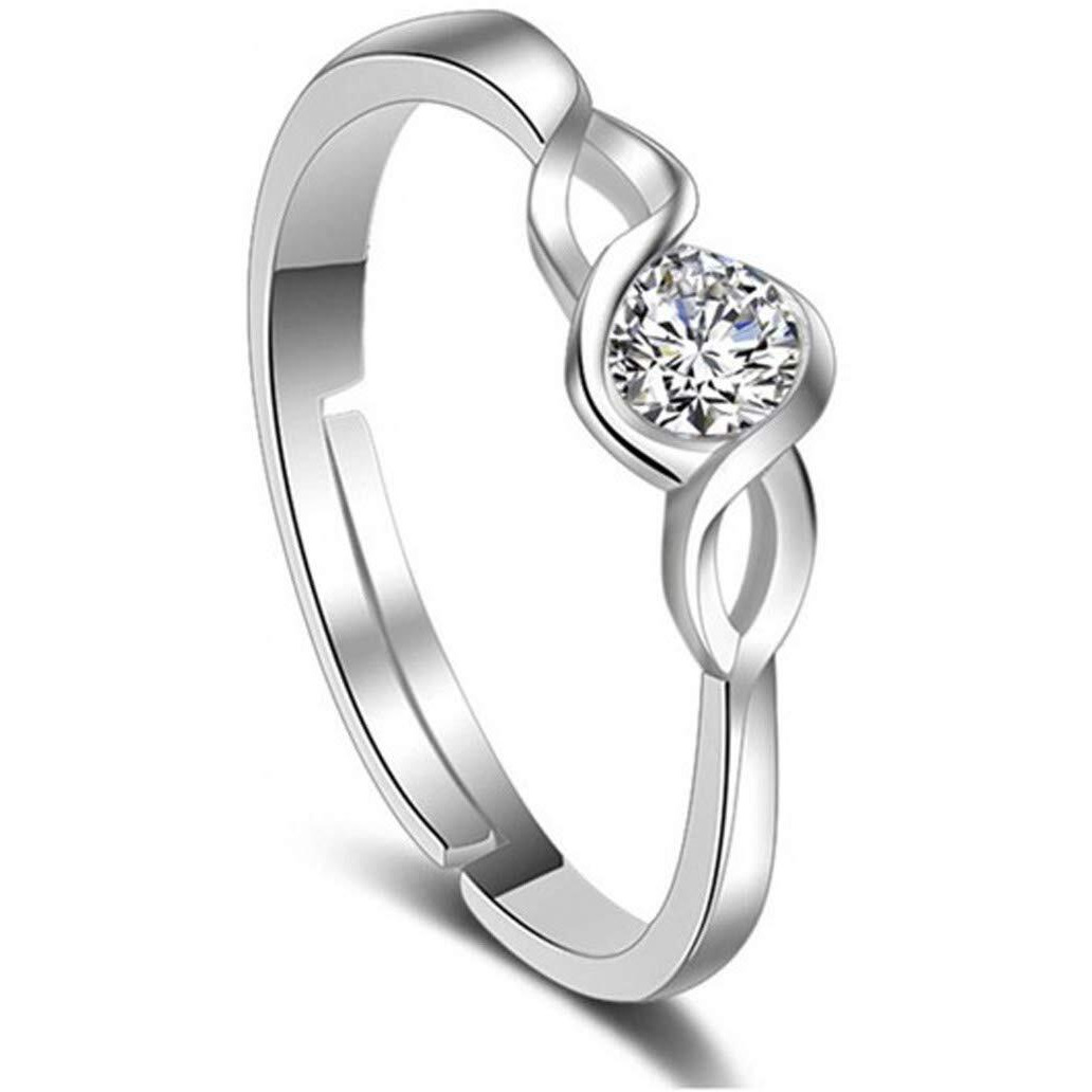 Jewels Galaxy Stylish Crystal Silver Plated Sparkling Rings For Women/Girls (Style 19) (SMNJG-RNGD-5181)