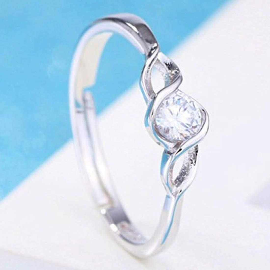 Jewels Galaxy Stylish Crystal Silver Plated Sparkling Rings For Women/Girls (Style 19) (SMNJG-RNGD-5181)