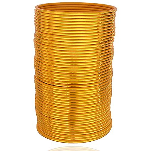NMII Non-Precious Metal Base Metal with Simple and Plain Glossy Finished Bangle Set For Women and Girls, (Yellow_2.4 Inches), Pack Of 48 Bangle Set