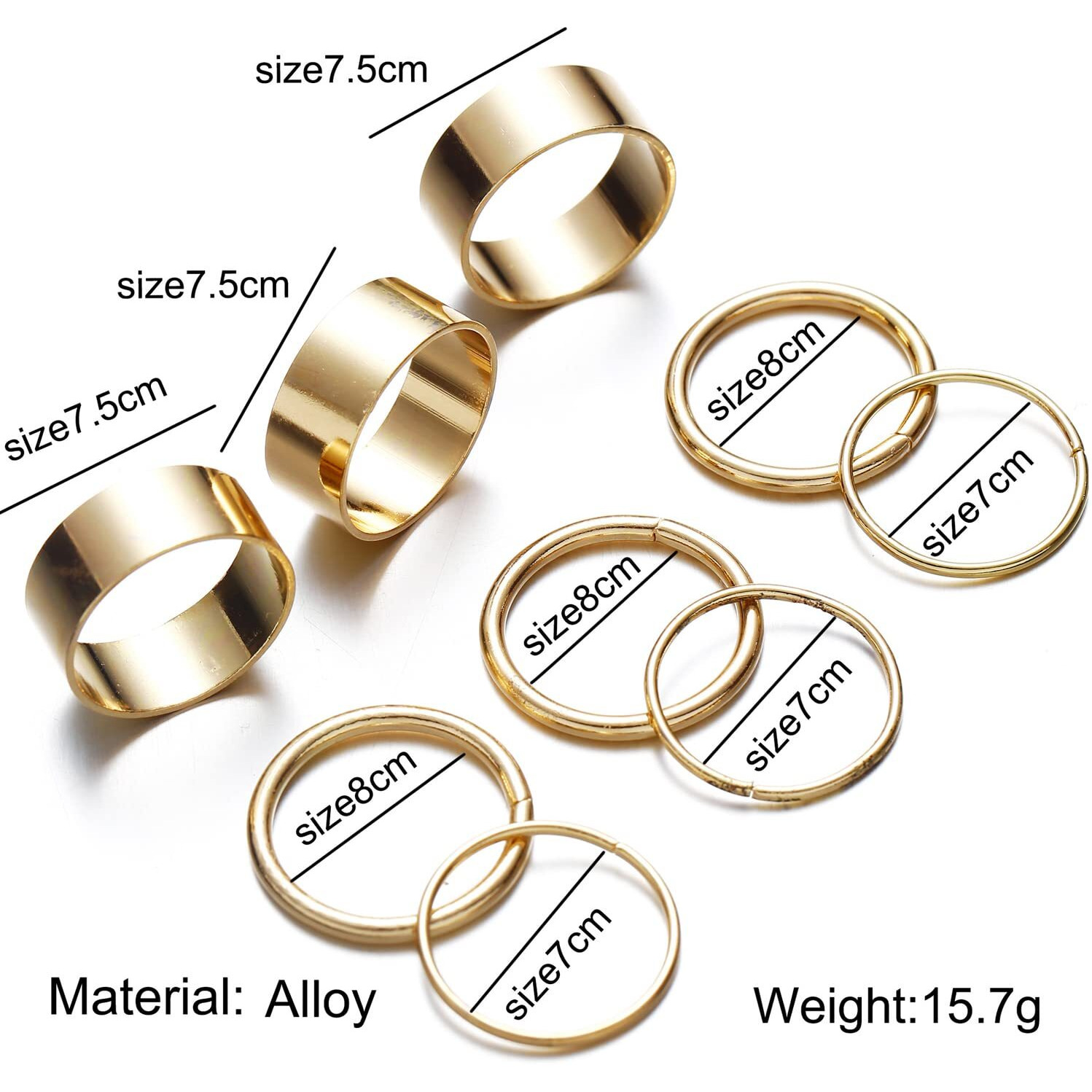 Shining Diva Fashion Latest Stylish Metal Boho Midi Finger Rings for Women and Girls - Set of 9 (14381r), Golden