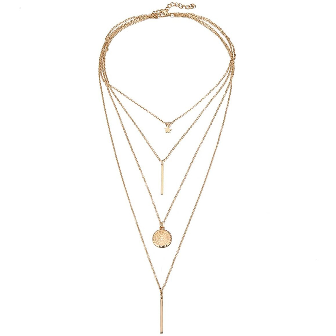 Jewels Galaxy Gold Plated Trending Lock Inspired Layered Necklace Set (Design 27) (JG-PC-NCKS-22123)