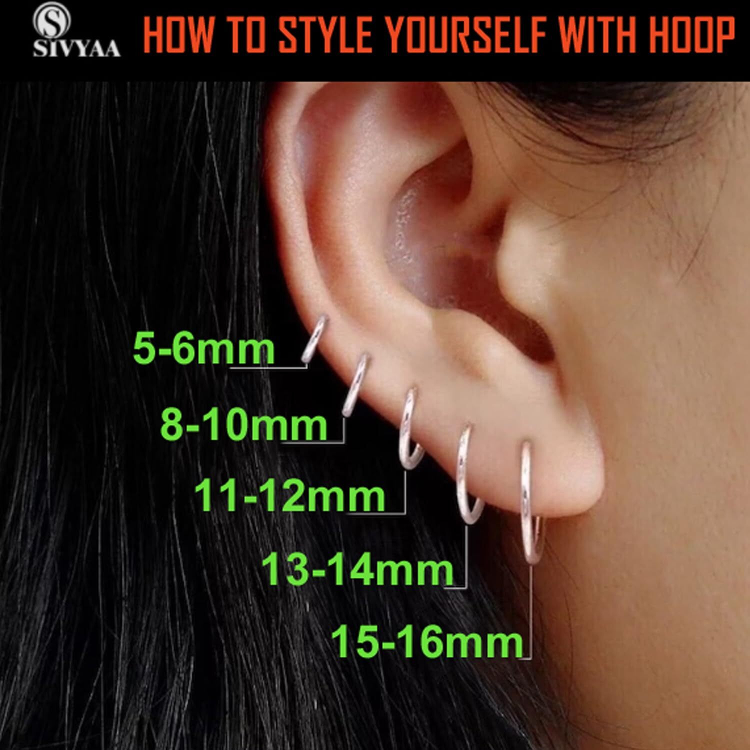 SIVYAA 15mm Pure 925 Sterling Silver Plain Round Hoop Bali Earrings for Women Men Boys & Girls | Body Piercing Jewelry, Small Diameter 15mm