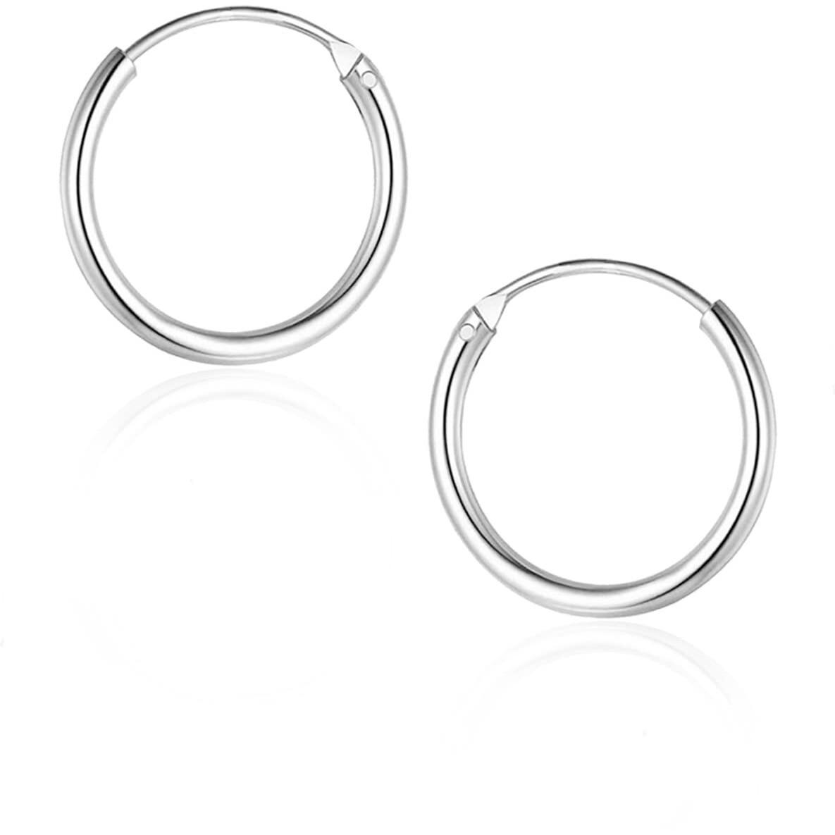 SIVYAA Pure 925 Sterling Silver Plain Round Hoop Bali Earrings for Women Men Boys & Girls, Small Diameter 18mm