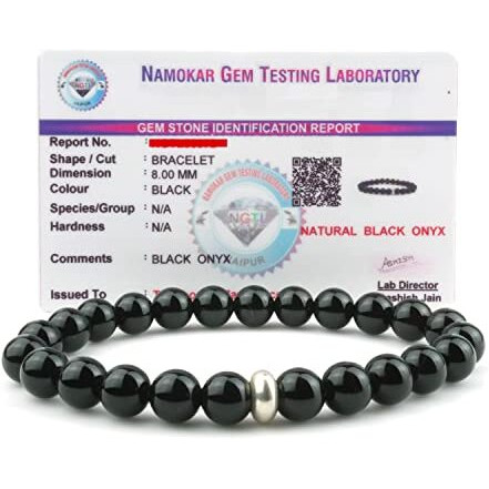 REMEDYWALA Charged Energized Certified Black Onyx Bracelet For Reiki, Balance Chakra, Positive Energy, Healing | Black Onyx Stone Bracelet for Men and Women