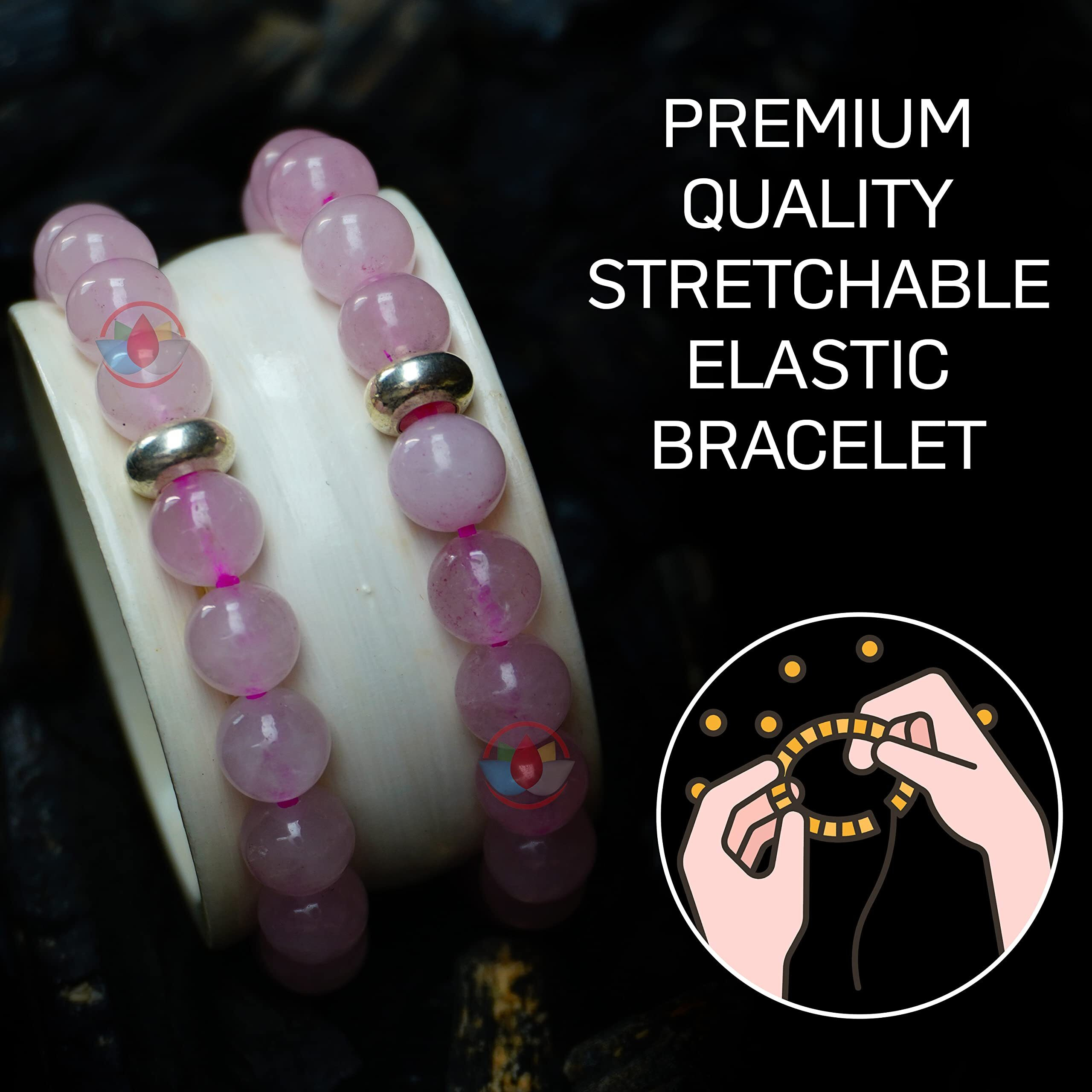 Remedywala Charged Energized Certified Rose Quartz Bracelet, Balance Chakra, Positive Energy, Healing | Rose Quartz Stone Bracelet | 8mm Gemstones Round Beads Stretchable Bracelet for Men and Women