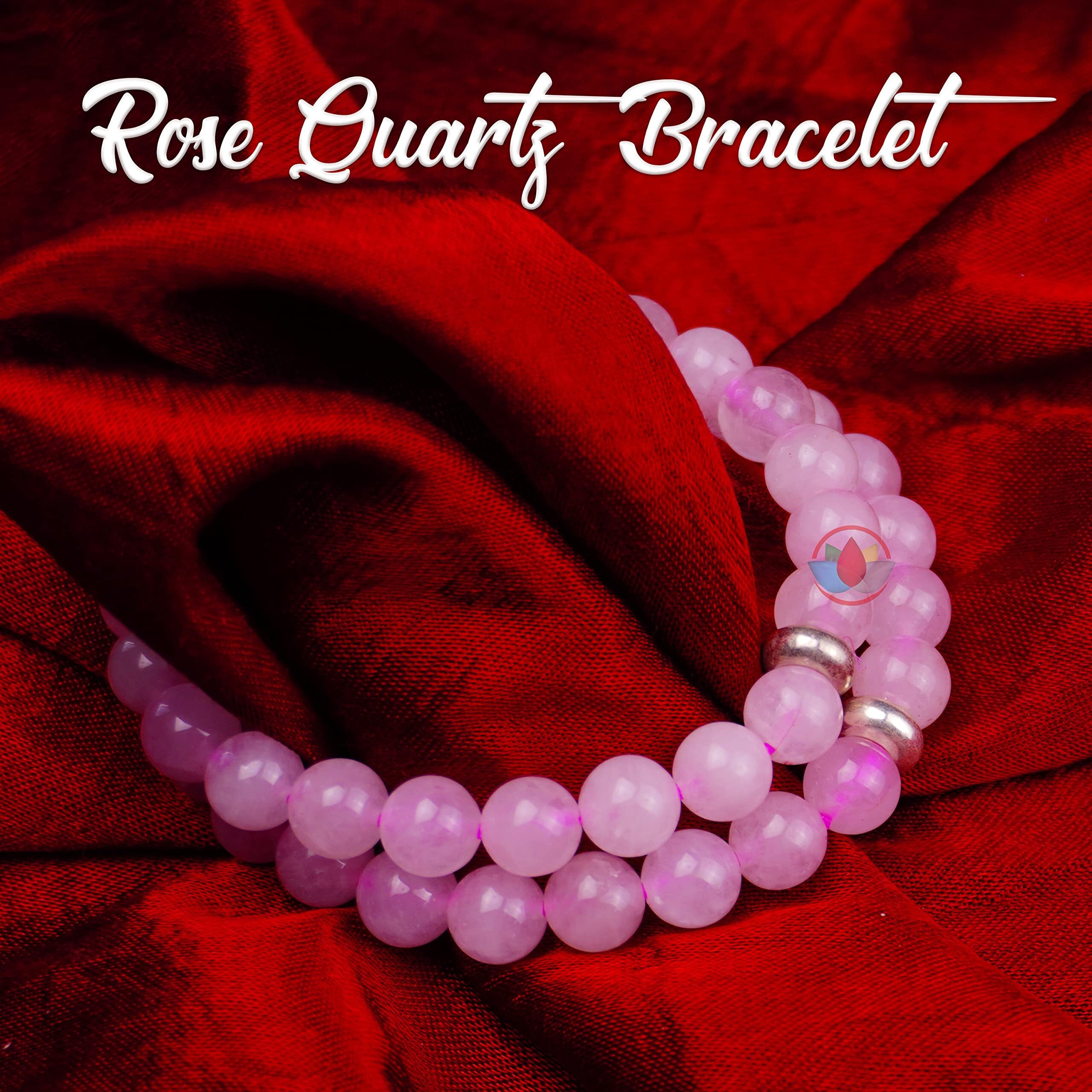 Remedywala Charged Energized Certified Rose Quartz Bracelet, Balance Chakra, Positive Energy, Healing | Rose Quartz Stone Bracelet | 8mm Gemstones Round Beads Stretchable Bracelet for Men and Women